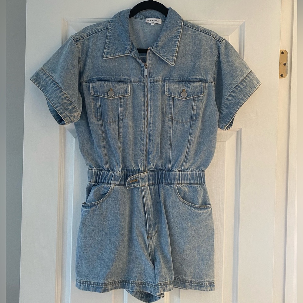 WeWoreWhat Light Blue Denim Romper
